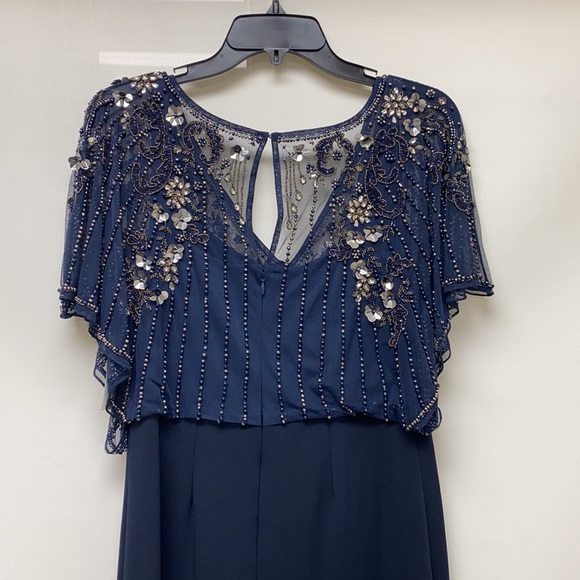Aidan Mattox BLUE Twilight beaded bodice Long evening gown - Picture 7 of 10